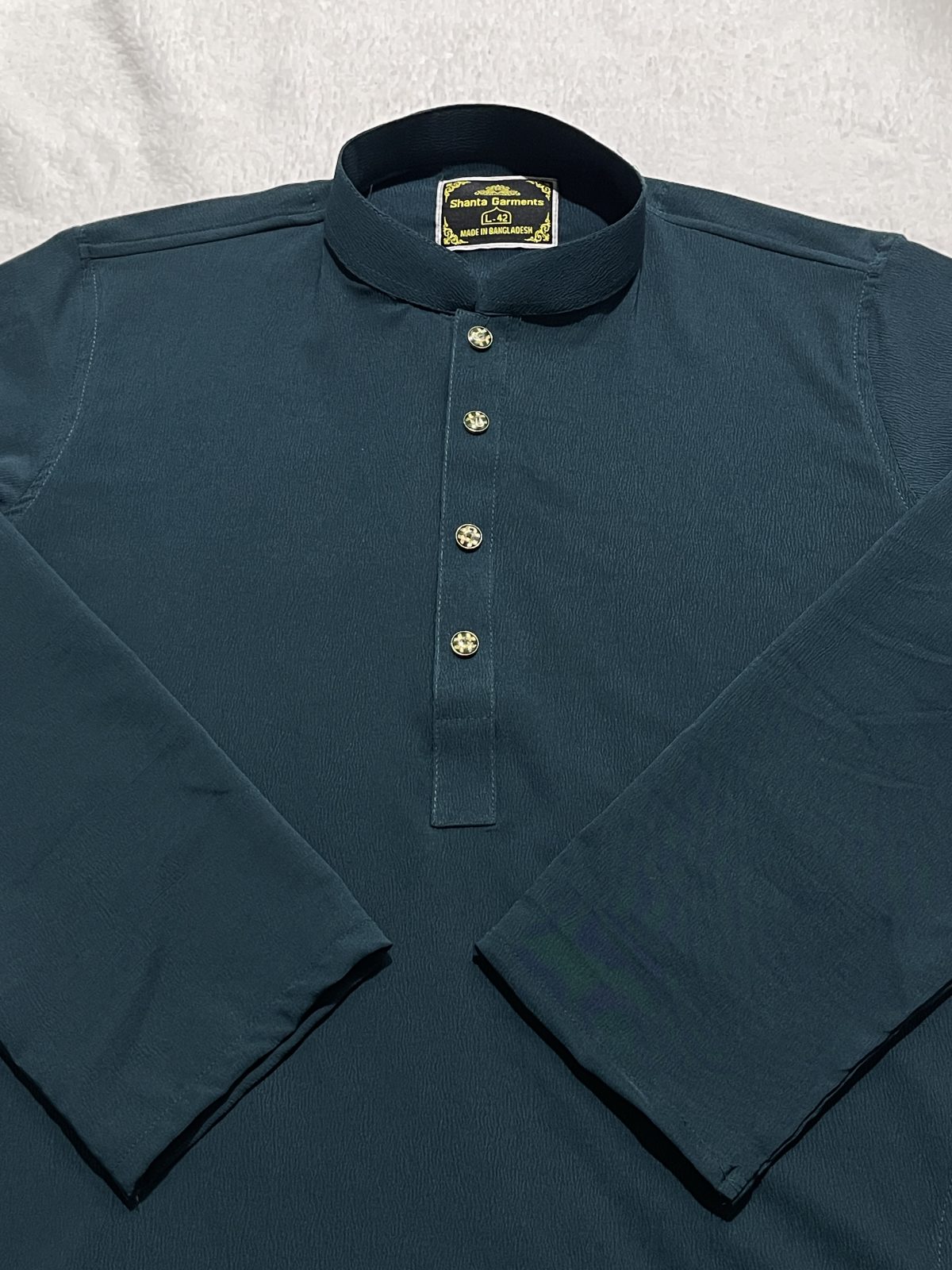 IMG_9875 ( Code: 163 ) - অরিজিনাল চায়না জাফরান স্টিচ কটন প্রিমিয়াম পাঞ্জাবি - উইন্টার স্পেশাল কালেকশন - Image 1