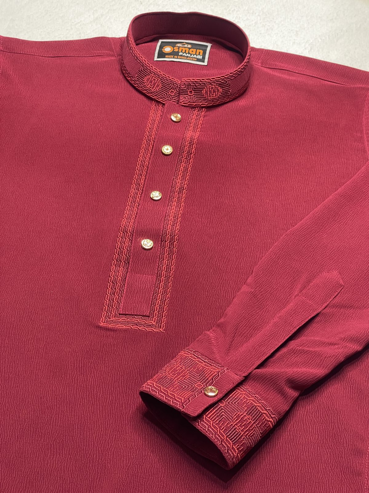 চায়না জাফরান স্টিচ কটন পাঞ্জাবি ( Code: 171 ) - Image 1