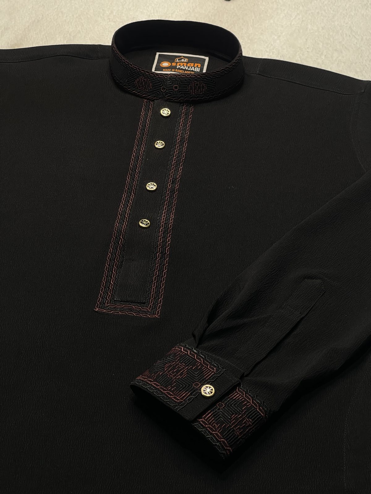 চায়না জাফরান স্টিচ কটন পাঞ্জাবি ( Code: 173 ) - Image 1